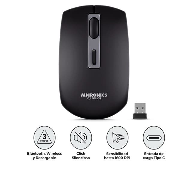 MOUSE INALÁMBRICO MICRONICS CAPRICE MIC M713-3M RECARGABLE